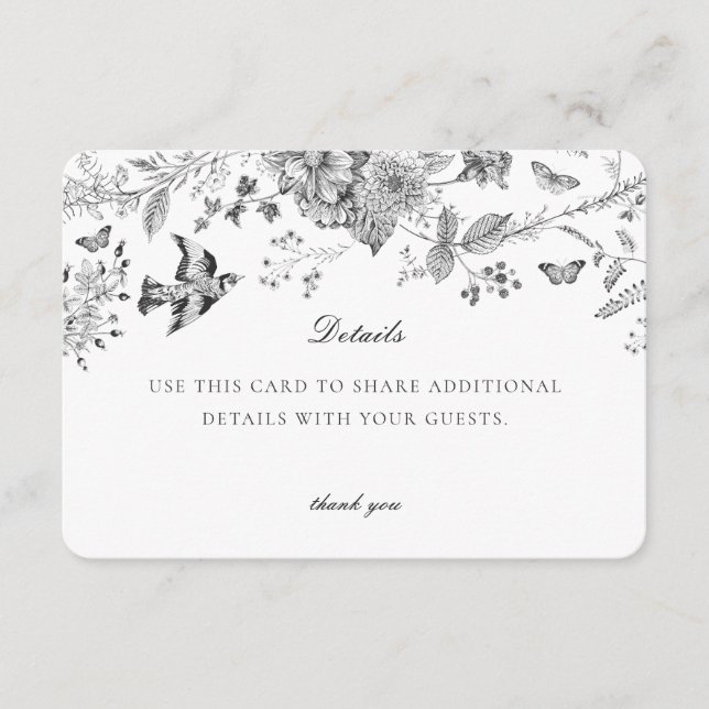 Black Toile Floral Détails Carte Invitation Insert (Devant)