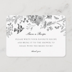 Black Toile Floral Share Recette Invitation Insert