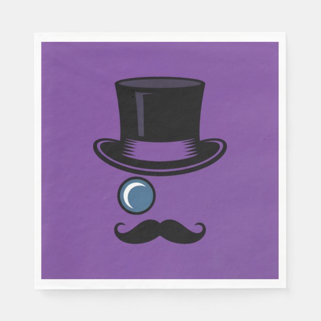 Black Top Hat Lila Lunch Napkins Serviette (Vorderseite)
