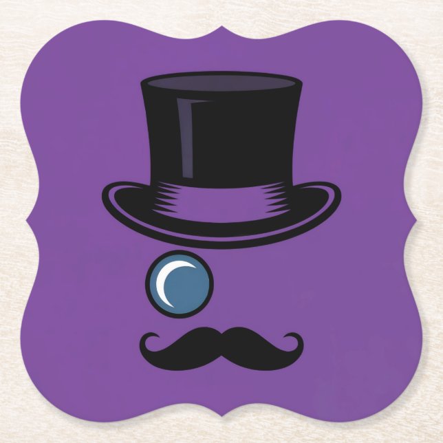 Black Top Hat Lila Untersetzer Set (Vorderseite)