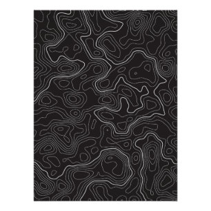 Black Topographic Map Wall Poster