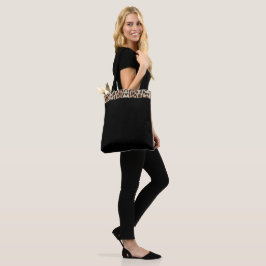 Black Tot Bag mit Leopard-Druck Tasche