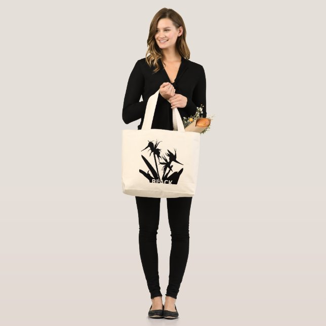 BLACK - Tote bag con  Flor del paraiso en negro (Devant (modèle))