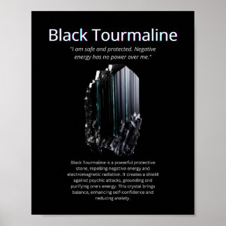 Black Tourmaline Crystal Stone Bedeutung Poster