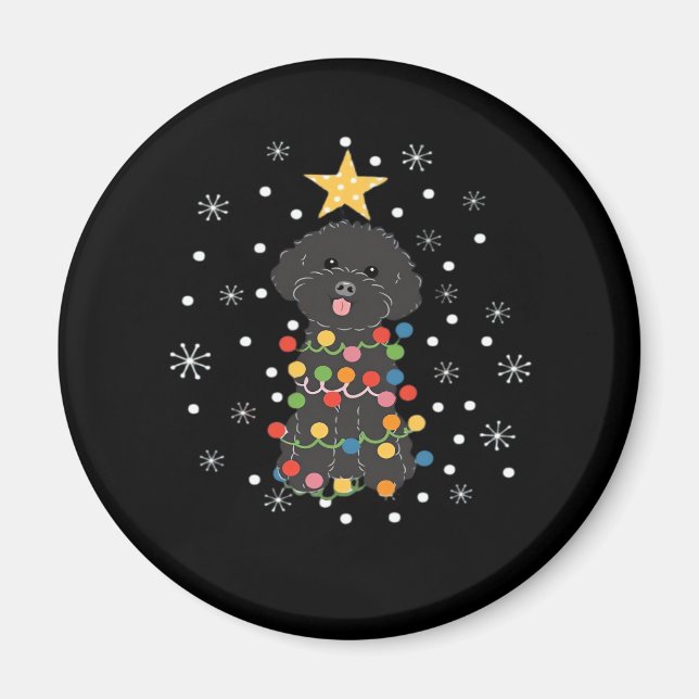 Black Toy Poodle Christmas Tree Klassischer T - Sh Magnet (Vorne)