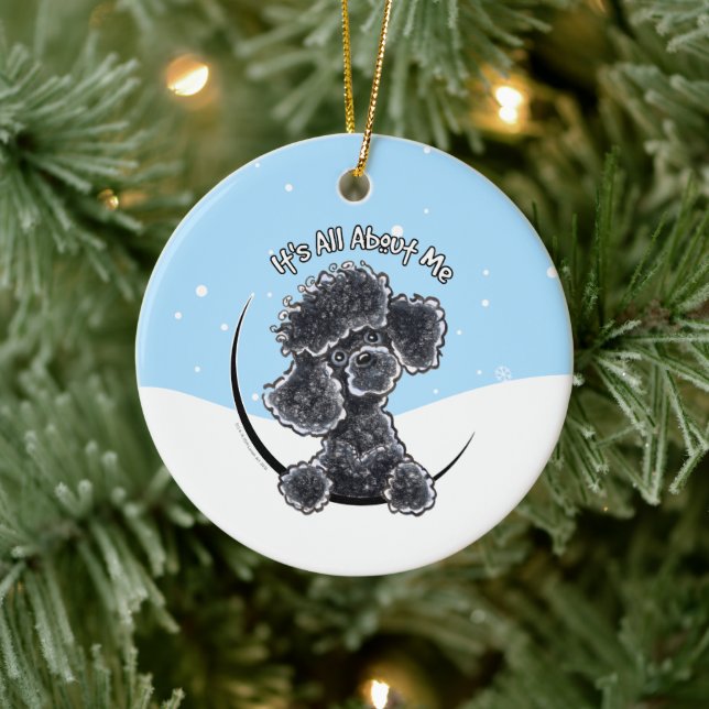 Black Toy Poodle Its all About Me Christmas Keramik Ornament (Baum)