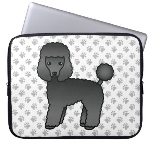 Black Toy Poodle Niedlich Cartoon Dog Laptopschutzhülle