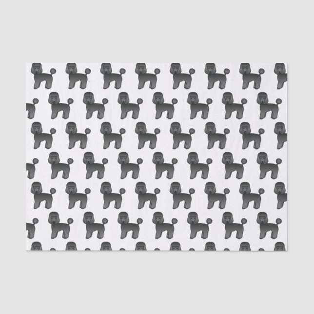 Black Toy Poodle Niedlich Cartoon Dog Muster Seidenpapier (Vorderseite)