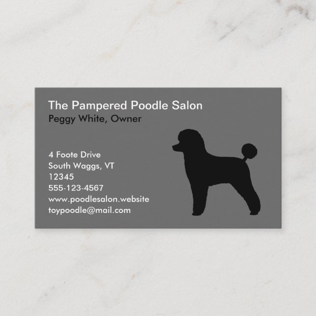 Black Toy Poodle Silhouette mit Lambcut Haircut Visitenkarte (Vorderseite)