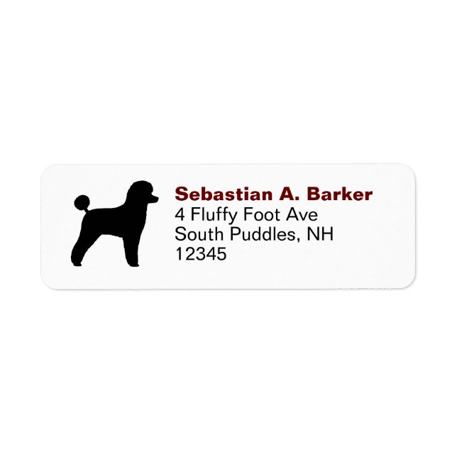 Black Toy Poodle Silhouette Rücksendeadressen-Aufk (Vorne)