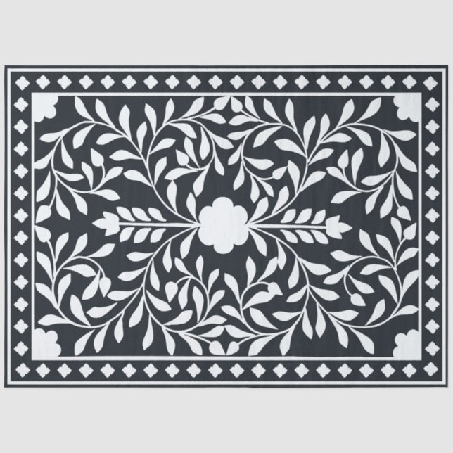 Black Traditional Bone Inlay Decoupage Paper Seidenpapier (Vorderseite)