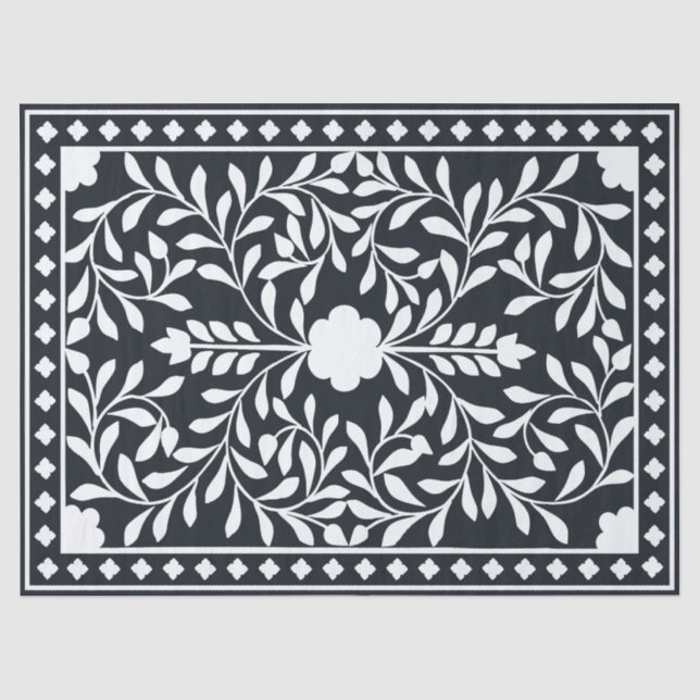 Black Traditional Bone Inlay Decoupage Paper Seidenpapier (Vorderseite)