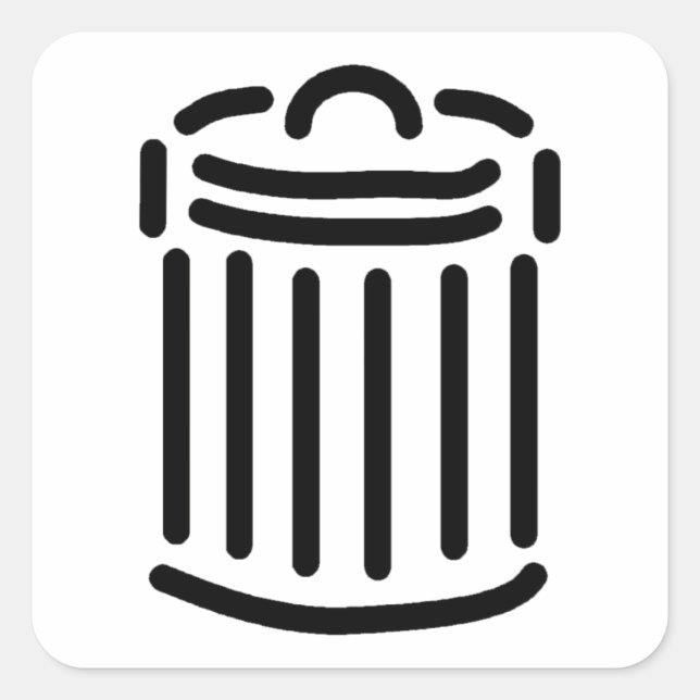 Black Trash Can Symbol Quadratischer Aufkleber (Vorderseite)