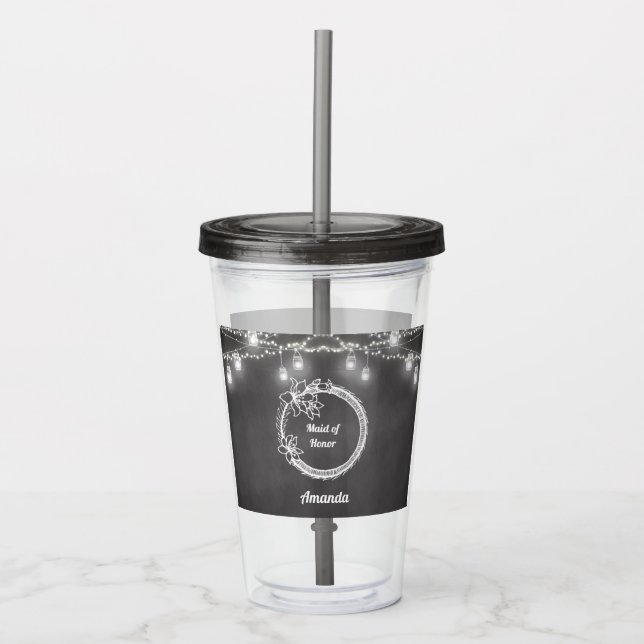 Black Trauzeugin Wedding Mason Jar Acryltrinkbecher (Vorderseite)