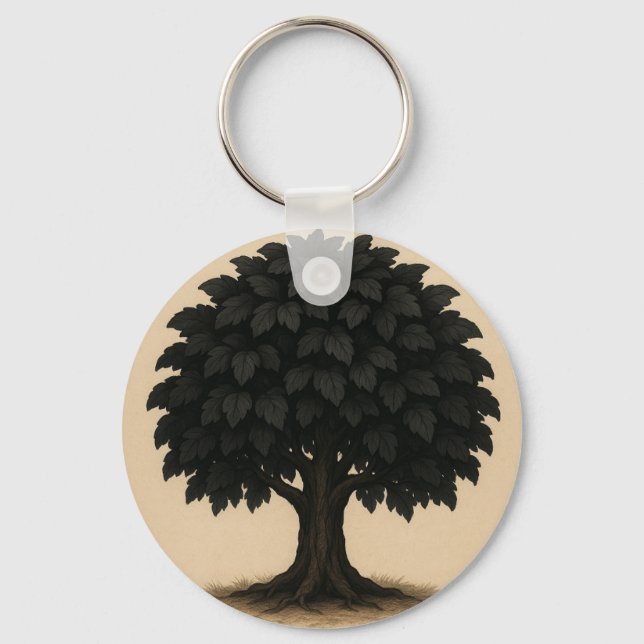 Black Tree Necklace – Minimal Nature Pendant Schlüsselanhänger (Vorderseite)