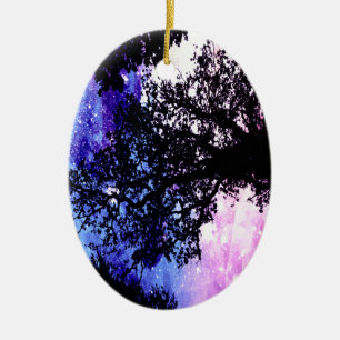 Black Trees Lavender Blue Space Keramikornament