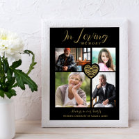 Black Trendy Collage 4 Photos Modern Heart Wedding