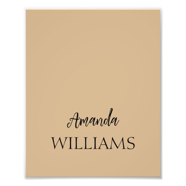 Black Trendy Elegante Vorname | Tan Brown Fotodruck (Vorne)