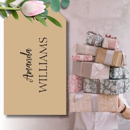 Black Trendy Elegante Vorname | Tan Brown Geschenkanhänger