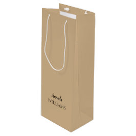 Black Trendy Elegante Vorname | Tan Brown Geschenktüte Für Weinflaschen
