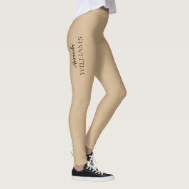 Black Trendy Elegante Vorname | Tan Brown Leggings