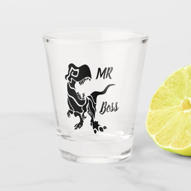 Black Trex The Boss Dino Schnapsglas (Vorderseite)