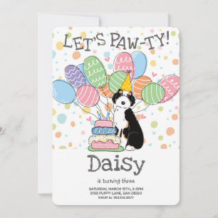 Black Tri Aussiedoodle Birthday Party Einladung