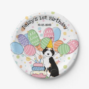 Black Tri Aussiedoodle Birthday Party Paper Teller