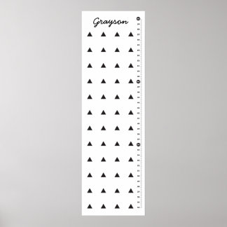 Black Triangles Childrens Custom Height Chart Poster