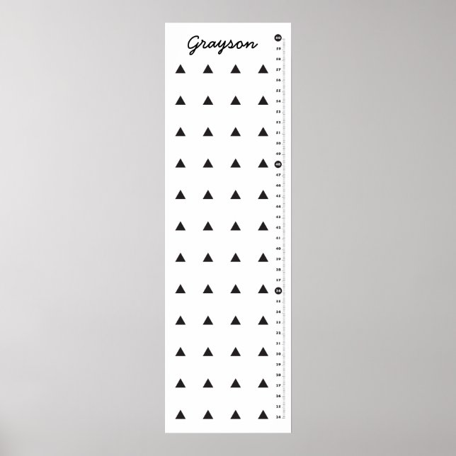 Black Triangles Childrens Custom Height Chart Poster (Vorne)