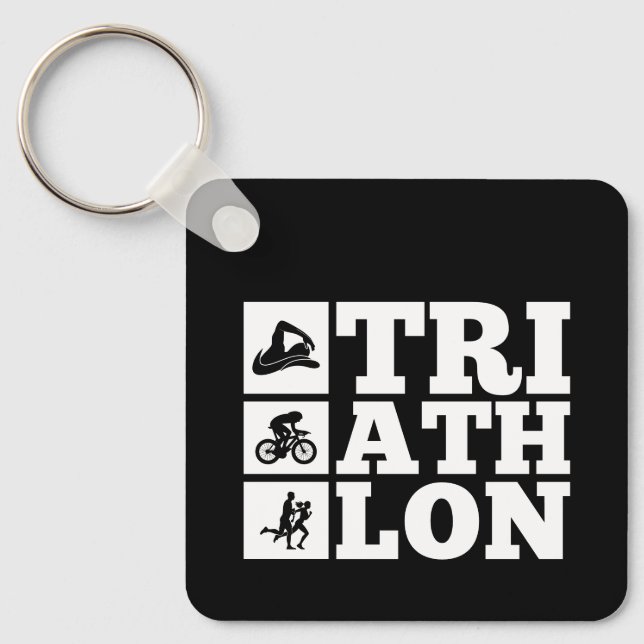 Black ・ Triathlon Motivation Poster Schlüsselanhänger (Vorderseite)
