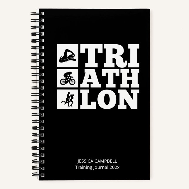 Black ・ Triathlon Training Log & Motivation Notizbuch (Vorderseite)
