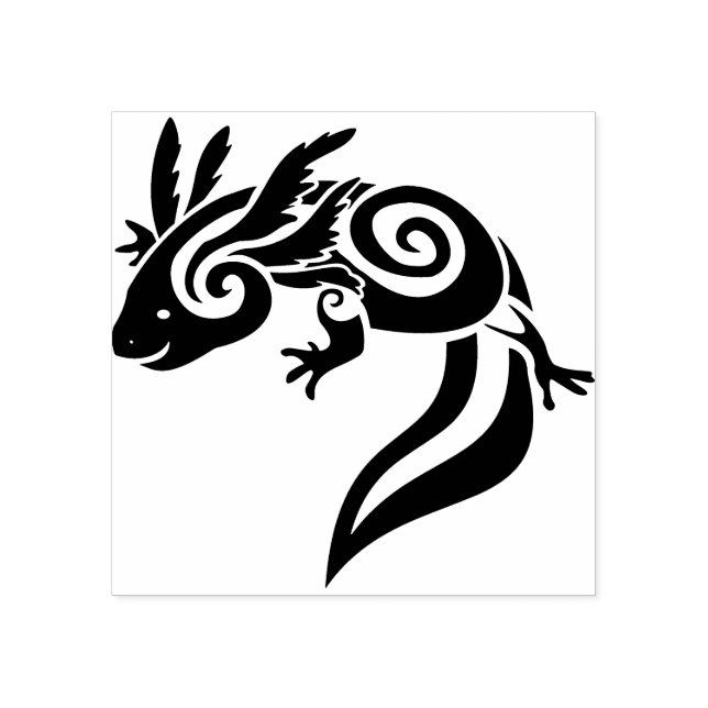 Black Tribal Axolotl Mexican Salamander Gummistempel (Prägung)