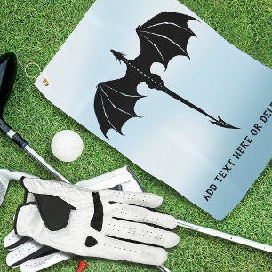 Black Tribal Flight Dragon Fantasy Blue Sky Golfhandtuch