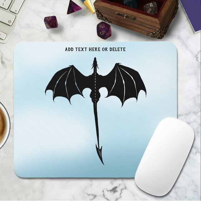 Black Tribal Flight Dragon Fantasy Blue Sky Mousepad (Von Creator hochgeladen)