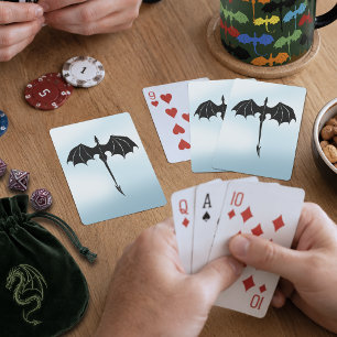 Black Tribal Flight Dragon Fantasy Blue Sky Spielkarten