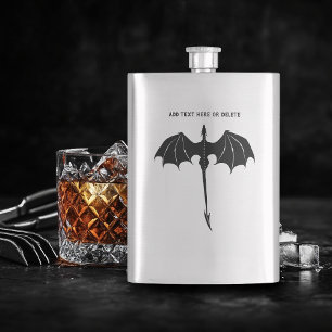 Black Tribal Flight Dragon Fantasy Flachmann