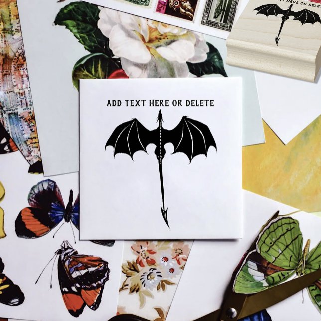 Black Tribal Flight Dragon Fantasy Gummistempel (Von Creator hochgeladen)