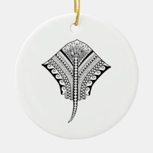 Black Tribal Stingray Manta Ray Keramik Ornament