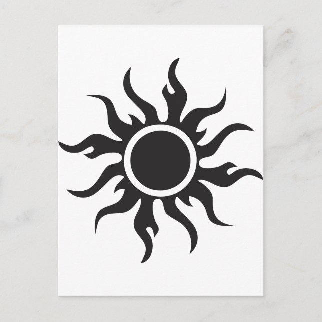 Black Tribal Sun Postkarte (Vorderseite)