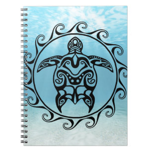 Black Tribal Turtle Sun Notizblock