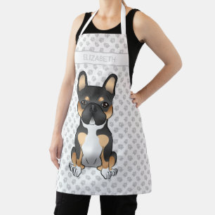 Black Tricolor French Bulldog Frenchie Dog & Name Schürze
