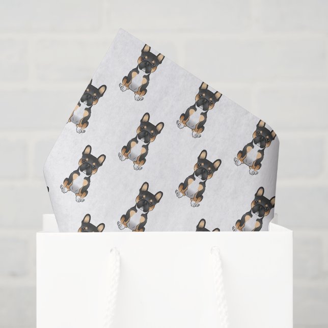 Black Tricolor French Bulldog Frenchie Dog Pattern Seidenpapier (Geschenktüte)