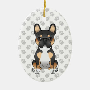 Black Tricolor French Bulldog Frenchie Dog & Text Keramik Ornament