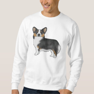 Black Tricolor Pembroke Welsh Corgi Illustration Sweatshirt