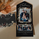Black Trifold Christmas Card All In One Einladung<br><div class="desc">Black Trifold Holiday Card. Vereinfachen Sie Ihre Urlaubsszenarien mit unserer All-in-One-Sende- und Siegel-Karte aus der Black Boho Botanical Christmas Holiday Card Collection. Mit einem Collage-Layout für vier persönliche Fotos kombiniert diese Karte Komfort mit festlichem Charme. Personalisieren Sie es mit Ihren gepflegten Momenten und schaffen Sie einen unvergesslichen Urlaub Gruß.</div>