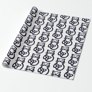 Black Trinity Knot Celtic Cat Wrapping Paper Geschenkpapier