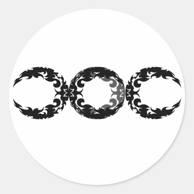 Black Triple Goddess Moon Design Runder Aufkleber (Vorderseite)