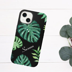 Black Tropical Leaf Muster Telefon Fall iPhone Hülle