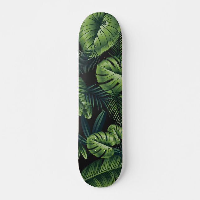 Black Tropical Pattern Skateboard (Vorne)